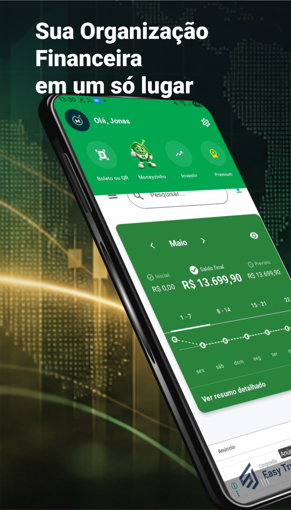 Tela inicial do Money Gestão em destaque
